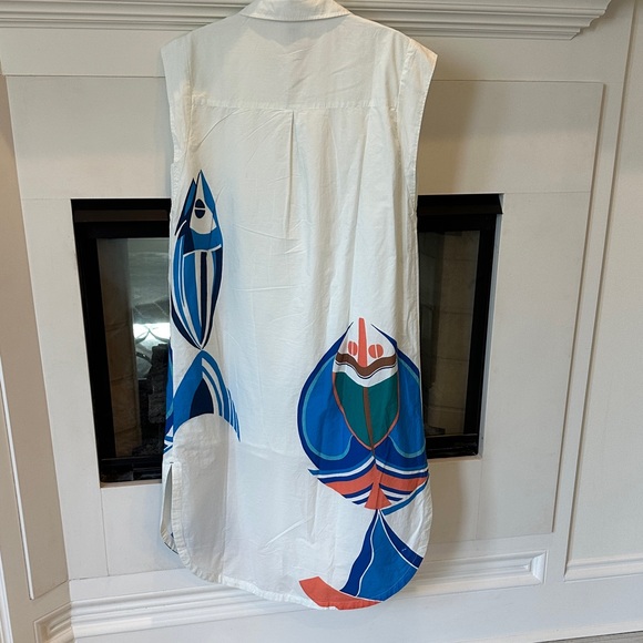 Maeve by Anthropologie Cotton Shirtdress with colorful fish! NWT! - Picture 6 of 6